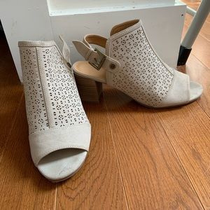 Open Toe sling Back Heeled Boots